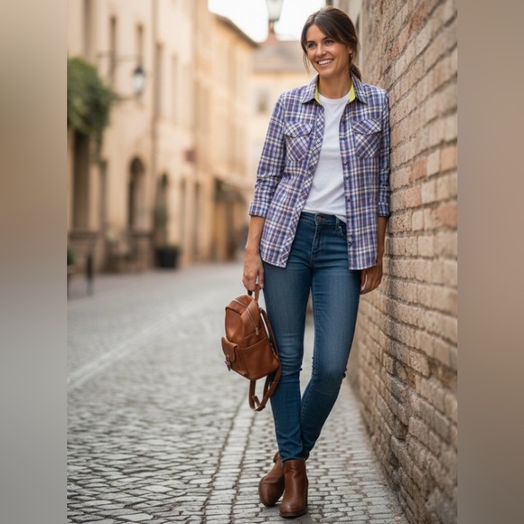 Eddie Bauer Tops - Eddie Bauer Purple Plaid Women's Shirt